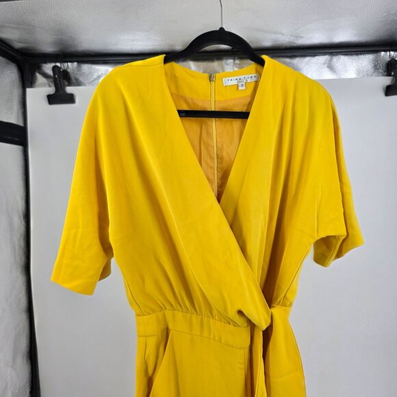 Trina Turk Womens Yellow Belted Wrap Jumpsuit Size 2 Polyester - Picture 7 of 16